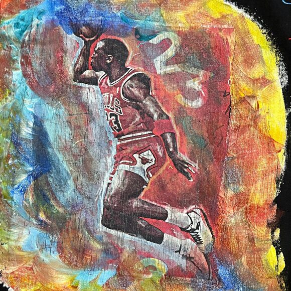Vintage 90s KAMA 4K Hand Painted Michael Jordan Art Mural Tee Shirt - Men's 4XL - Picture 2 of 8